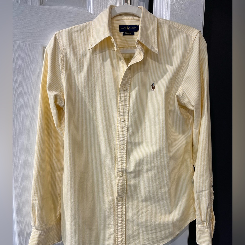Ralph Lauren Custom Fit Shirt in Soft Yellow Stripes